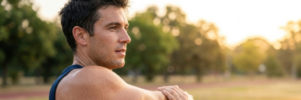 Man stretches before exercise